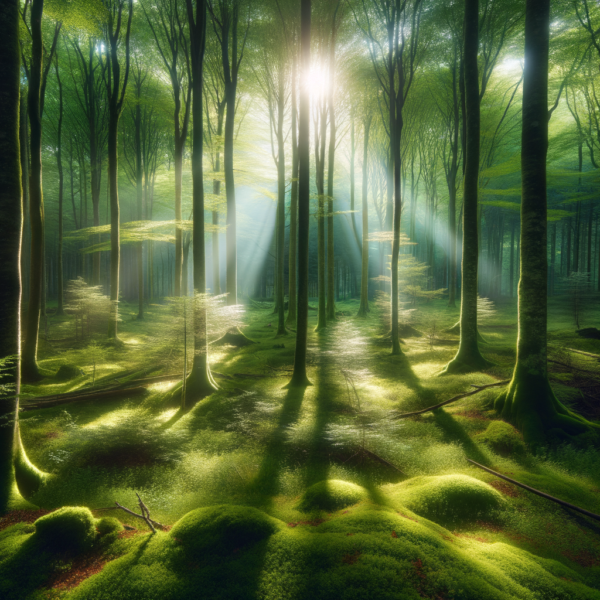 A peaceful forest symbolizing hypnotic calmness and relaxation