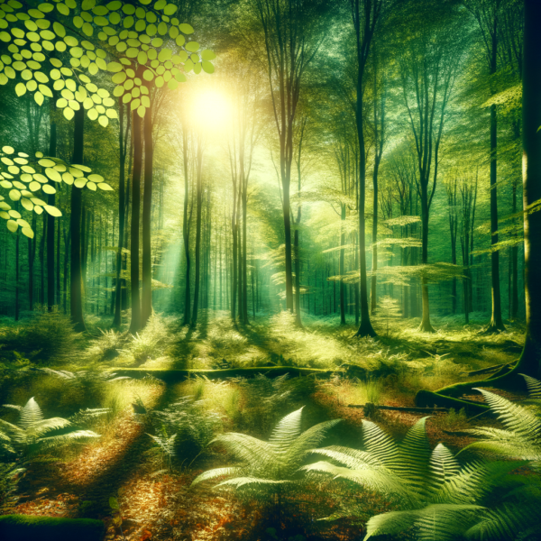 A calming forest scene promoting personal happiness and tranquility