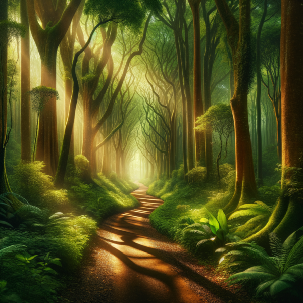 Forest pathway through tranquil surroundings