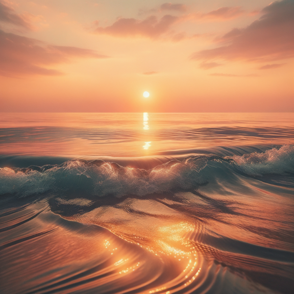 Serene ocean waves under a sunset sky to enhance relaxation and mindfulness