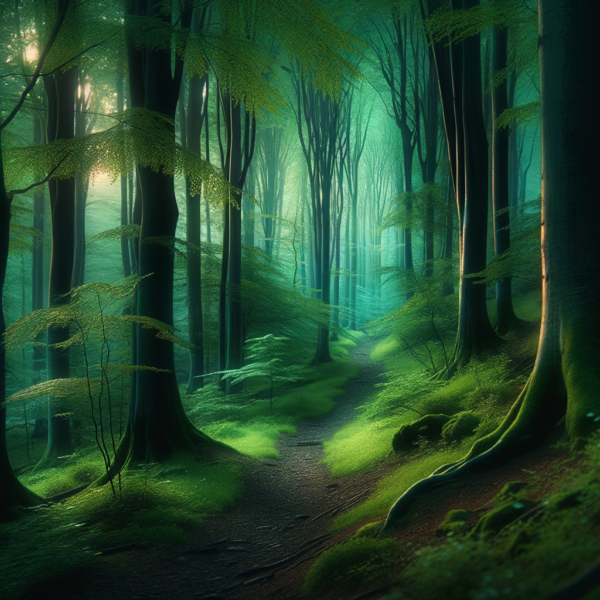 A tranquil woodland path at dusk, symbolizing a journey toward positive change