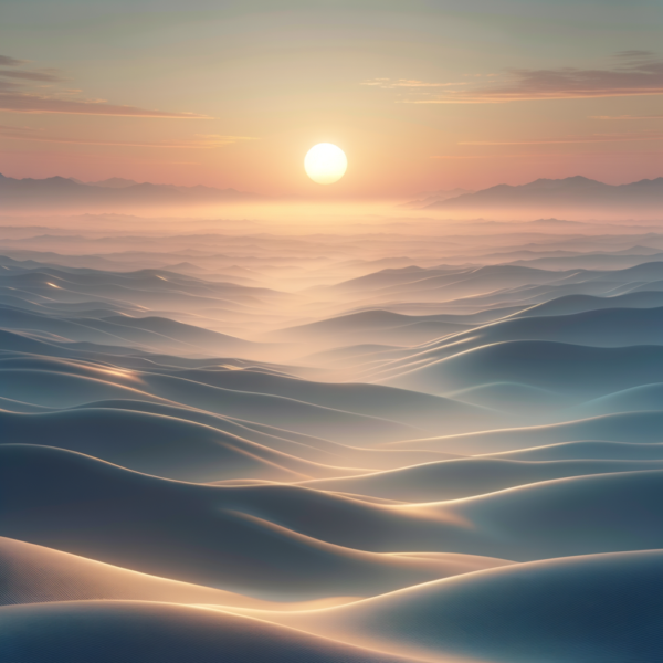 Visualization of a serene misty landscape symbolizing a peaceful mind journey