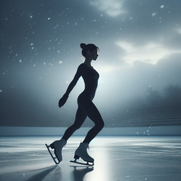 calm figure gliding smoothly on the ice