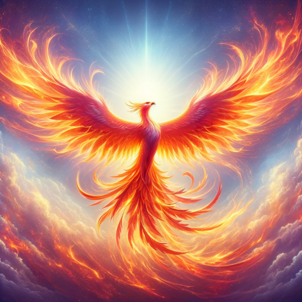 transformation symbolism with a burning phoenix