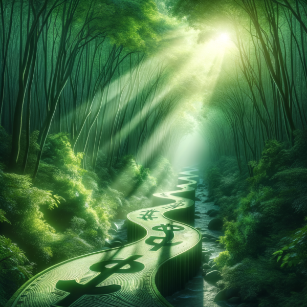 A tranquil path through a lush forest symbolizing personal growth