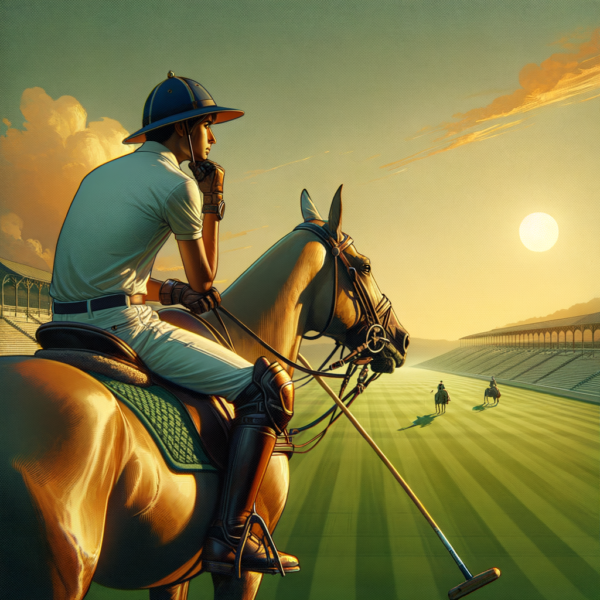 Calm polo player strategizing in the field