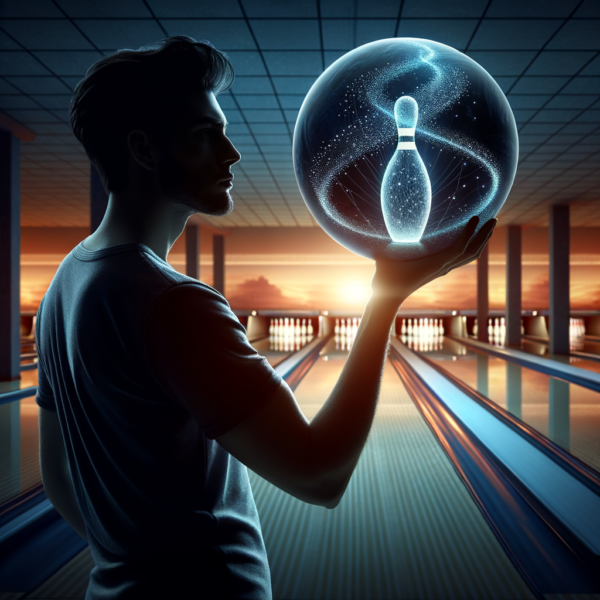 Bowler's silhouette visualizing a perfect trajectory