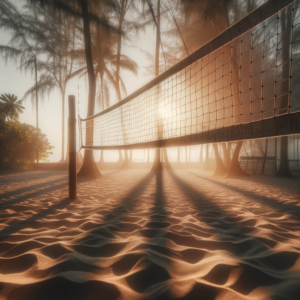 Volleyball court in soft morning light