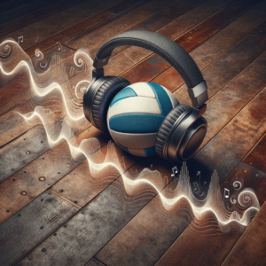 Person wearing headphones visualizing volleyball skills