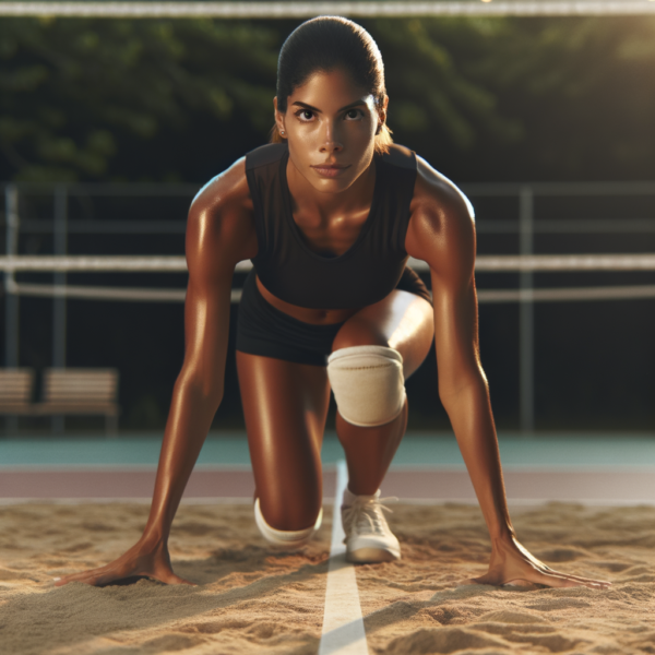 Volleyball athlete with an intense focus on the court